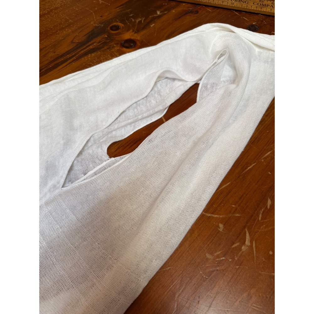 Avalin White 100% Linen Sleeveless Open Front Longline Flared Knit Vest Large - Picture 3 of 6